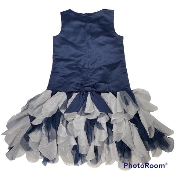 NWOT Blue Glittery Lace Dress Scallop Sweep - Picture 9 of 9